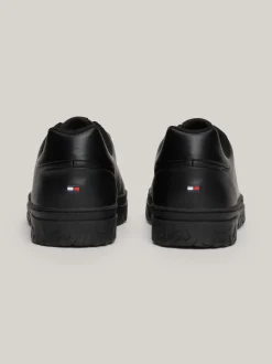 Sneakersy*Tommy Hilfiger Skórzane Tenisówki Typu Court TH Monogram BLACK