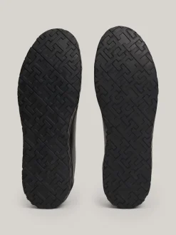Sneakersy*Tommy Hilfiger Skórzane Tenisówki Typu Court TH Monogram BLACK