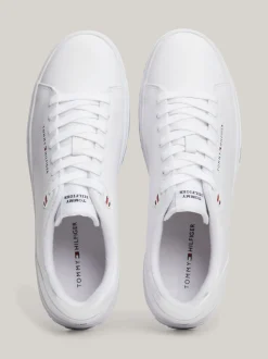Sneakersy|White Trainers*Tommy Hilfiger Skórzane Tenisówki Typu Court TH Monogram WHITE
