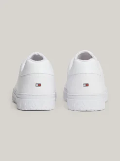 Sneakersy|White Trainers*Tommy Hilfiger Skórzane Tenisówki Typu Court TH Monogram WHITE