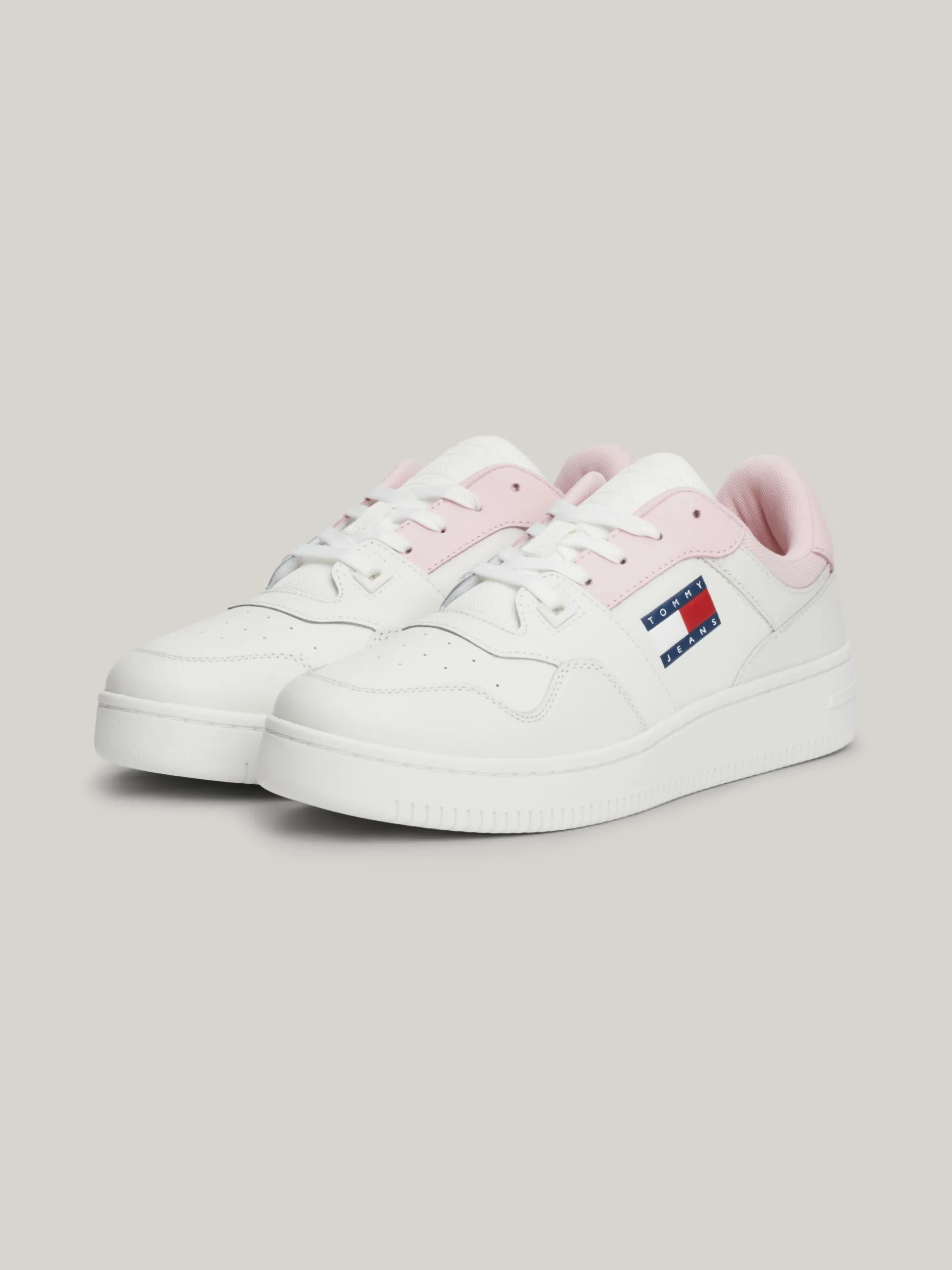 Sneakersy*Tommy Hilfiger Skórzane Tenisówki Z Delikatnym Protektorem MISTY PINK