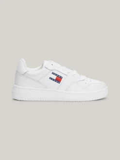 Sneakersy*Tommy Hilfiger Skórzane Tenisówki Z Delikatnym Protektorem WHITE