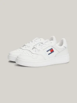 Sneakersy*Tommy Hilfiger Skórzane Tenisówki Z Delikatnym Protektorem WHITE
