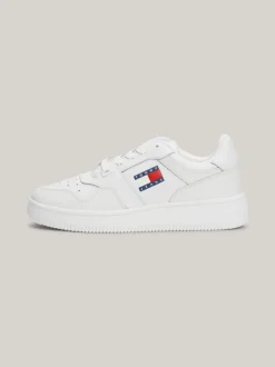 Sneakersy*Tommy Hilfiger Skórzane Tenisówki Z Delikatnym Protektorem WHITE