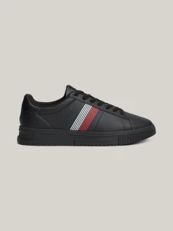 Sneakersy*Tommy Hilfiger Skórzane Tenisówki Z Kontrastowym Zapiętkiem BLACK