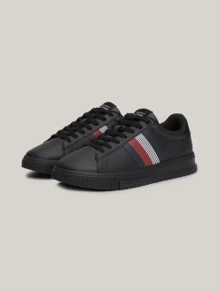 Sneakersy*Tommy Hilfiger Skórzane Tenisówki Z Kontrastowym Zapiętkiem BLACK