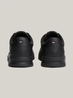 Sneakersy*Tommy Hilfiger Skórzane Tenisówki Z Kontrastowym Zapiętkiem BLACK