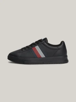 Sneakersy*Tommy Hilfiger Skórzane Tenisówki Z Kontrastowym Zapiętkiem BLACK