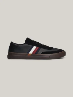 Sneakersy*Tommy Hilfiger Skórzane Tenisówki Z Sygnowaną Taśmą BLACK