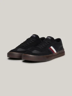Sneakersy*Tommy Hilfiger Skórzane Tenisówki Z Sygnowaną Taśmą BLACK