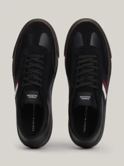 Sneakersy*Tommy Hilfiger Skórzane Tenisówki Z Sygnowaną Taśmą BLACK