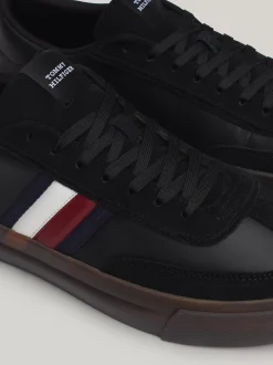 Sneakersy*Tommy Hilfiger Skórzane Tenisówki Z Sygnowaną Taśmą BLACK