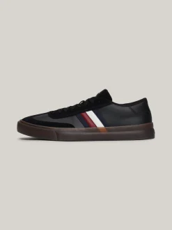 Sneakersy*Tommy Hilfiger Skórzane Tenisówki Z Sygnowaną Taśmą BLACK