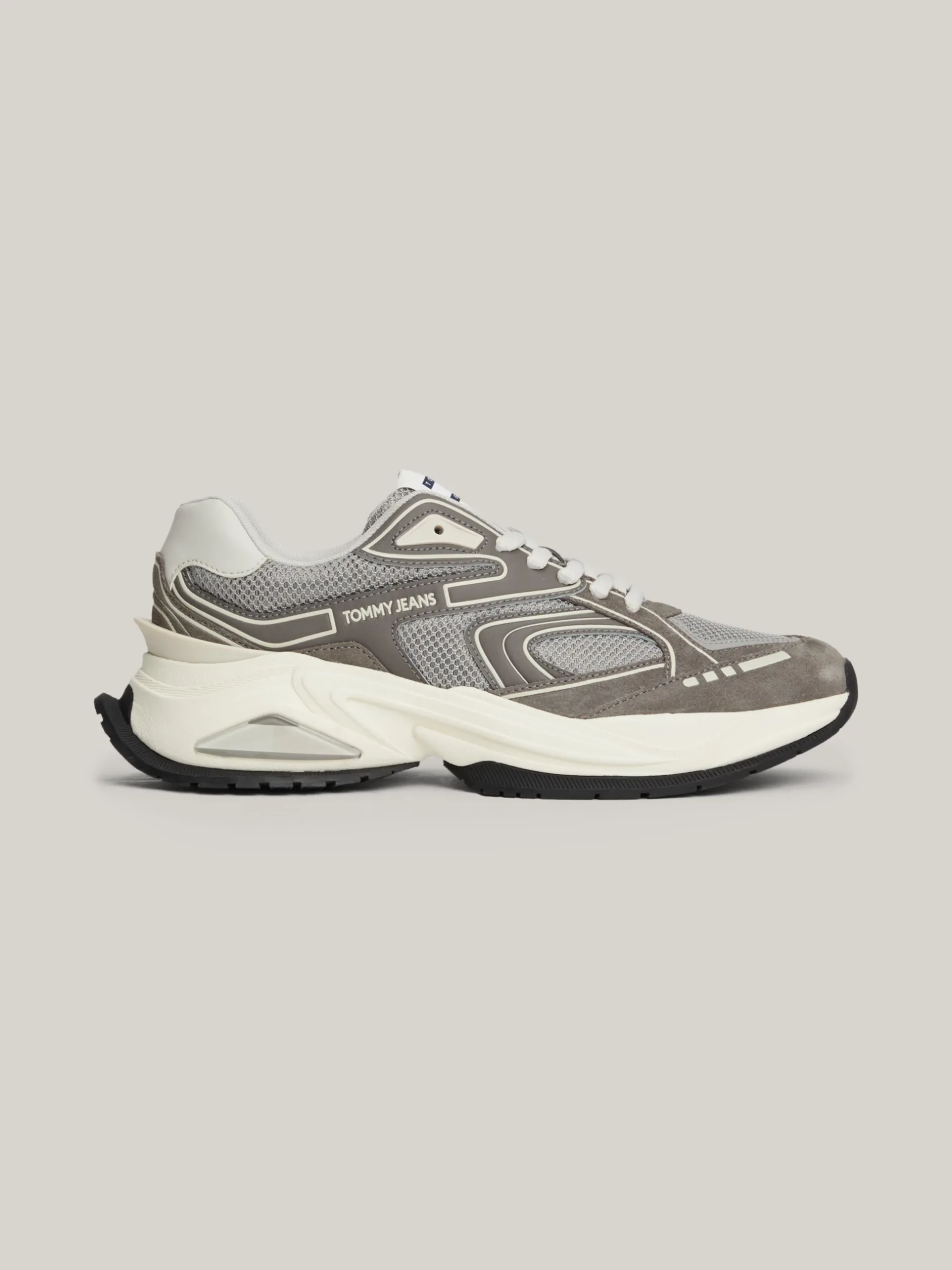 Sneakersy*Tommy Hilfiger Skórzane Tenisówki Ze Wstawkami Z Siateczki ZINC GREY