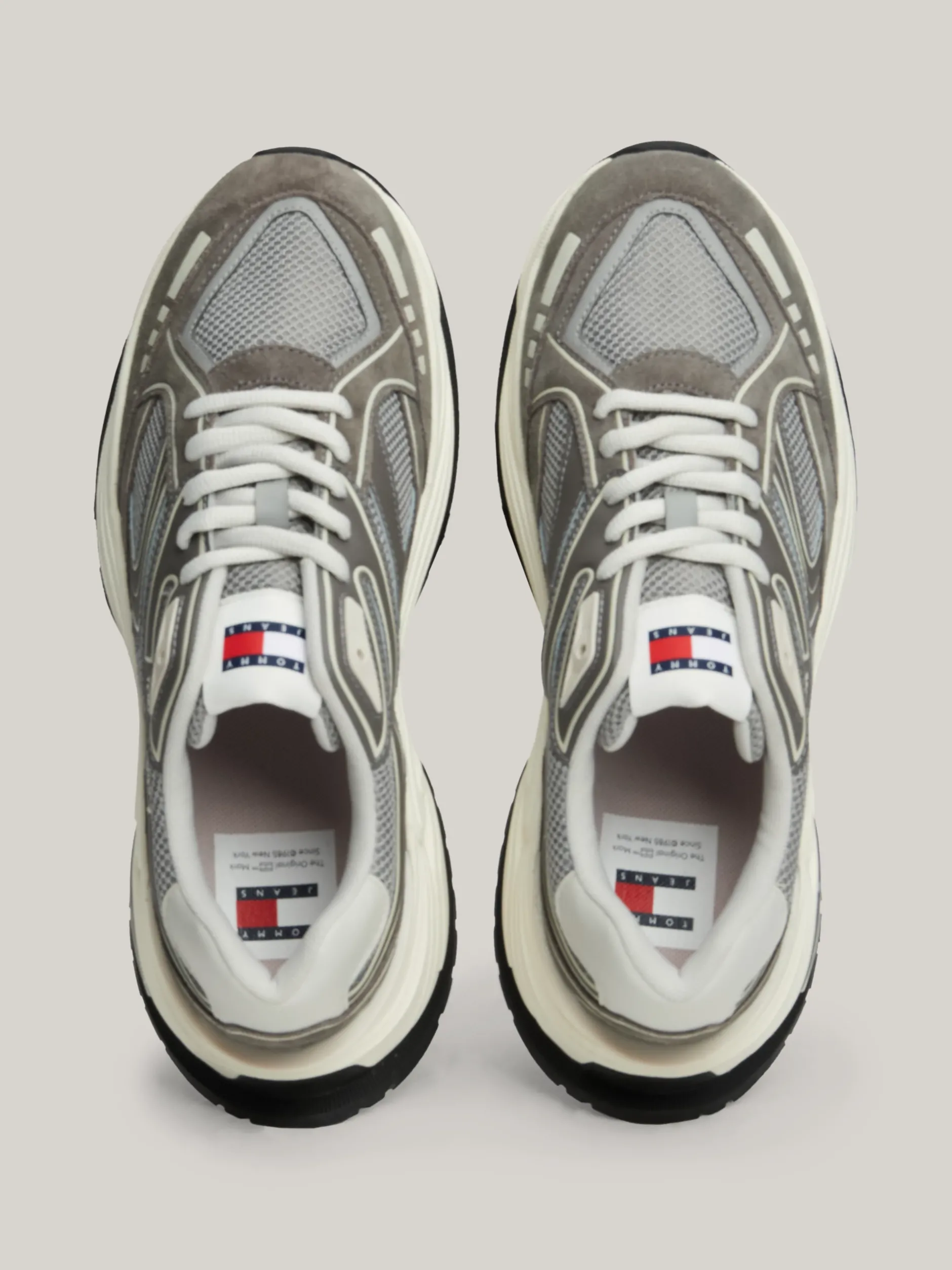 Sneakersy*Tommy Hilfiger Skórzane Tenisówki Ze Wstawkami Z Siateczki ZINC GREY