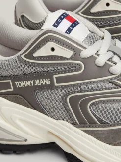 Sneakersy*Tommy Hilfiger Skórzane Tenisówki Ze Wstawkami Z Siateczki ZINC GREY