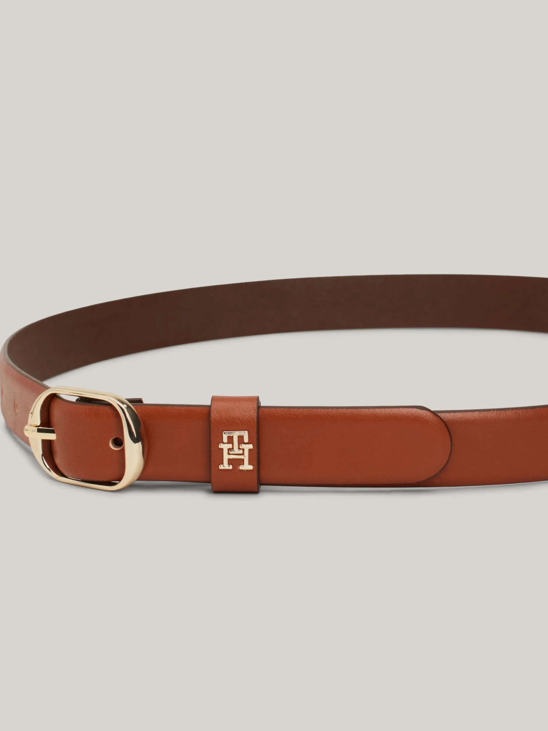 Paski*Tommy Hilfiger Skórzany Pasek Casual Z Owalną Sprzączką COGNAC