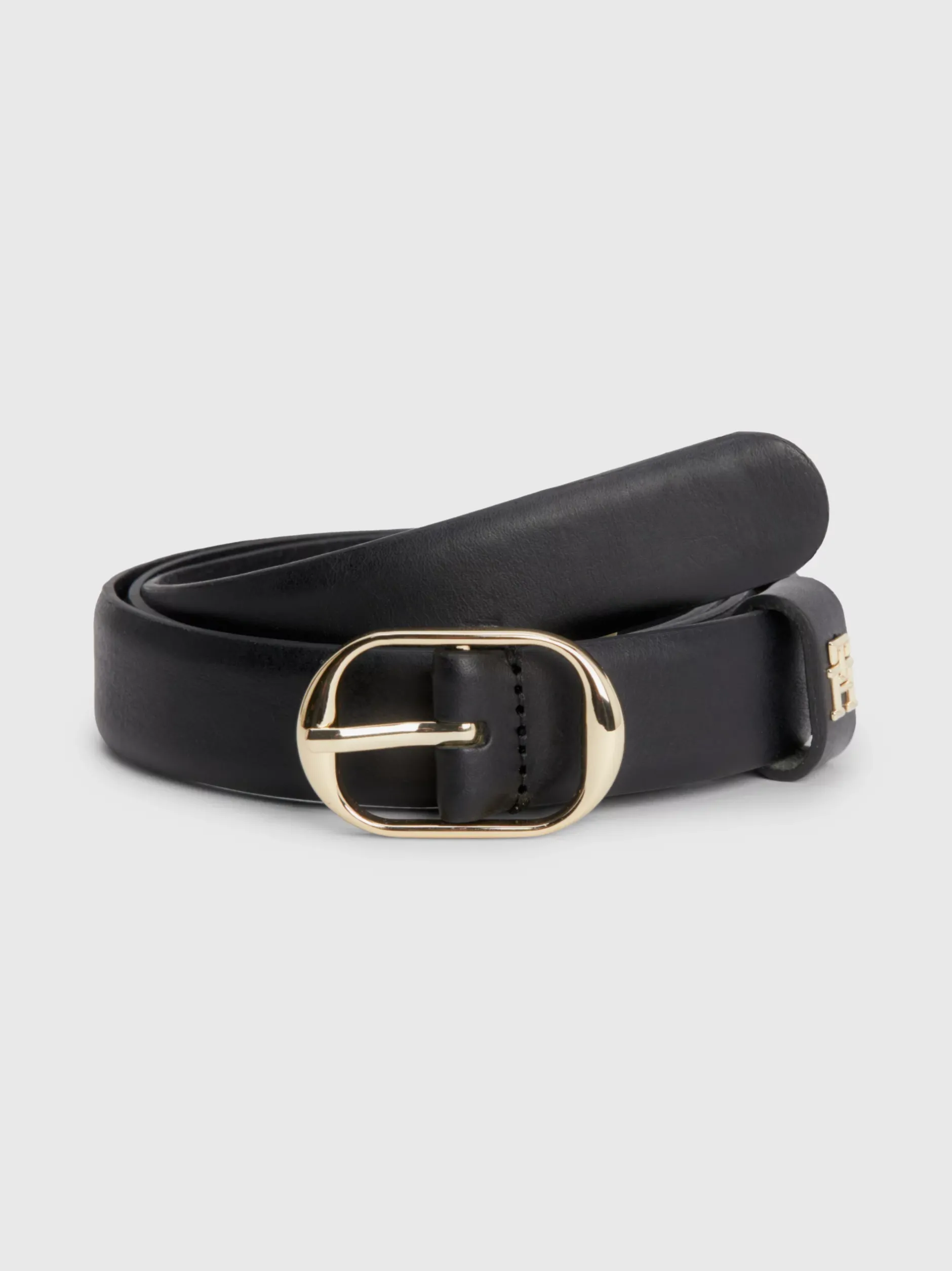 Paski*Tommy Hilfiger Skórzany Pasek Casual Z Owalną Sprzączką BLACK