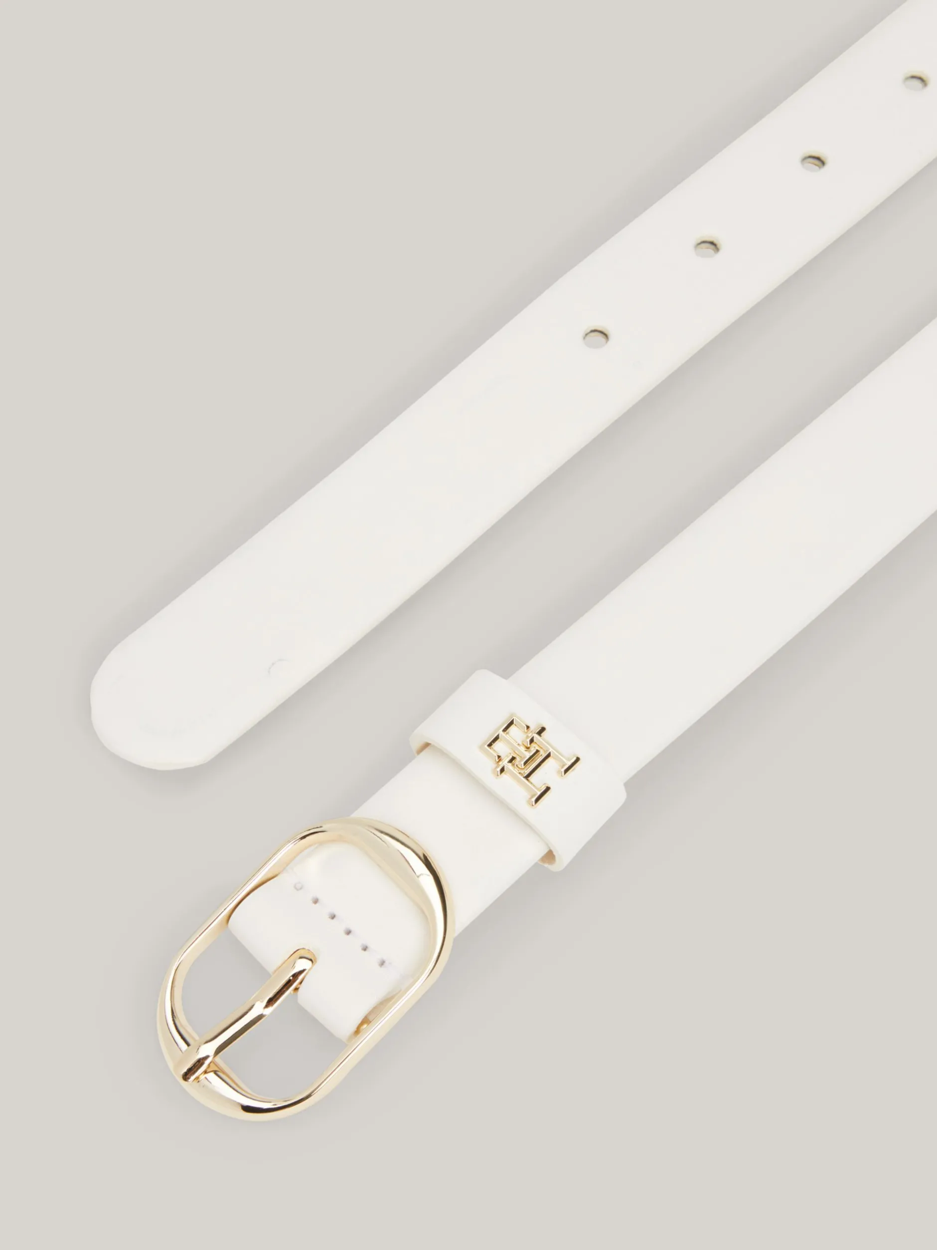 Paski*Tommy Hilfiger Skórzany Pasek Casual Z Owalną Sprzączką ANCIENT WHITE