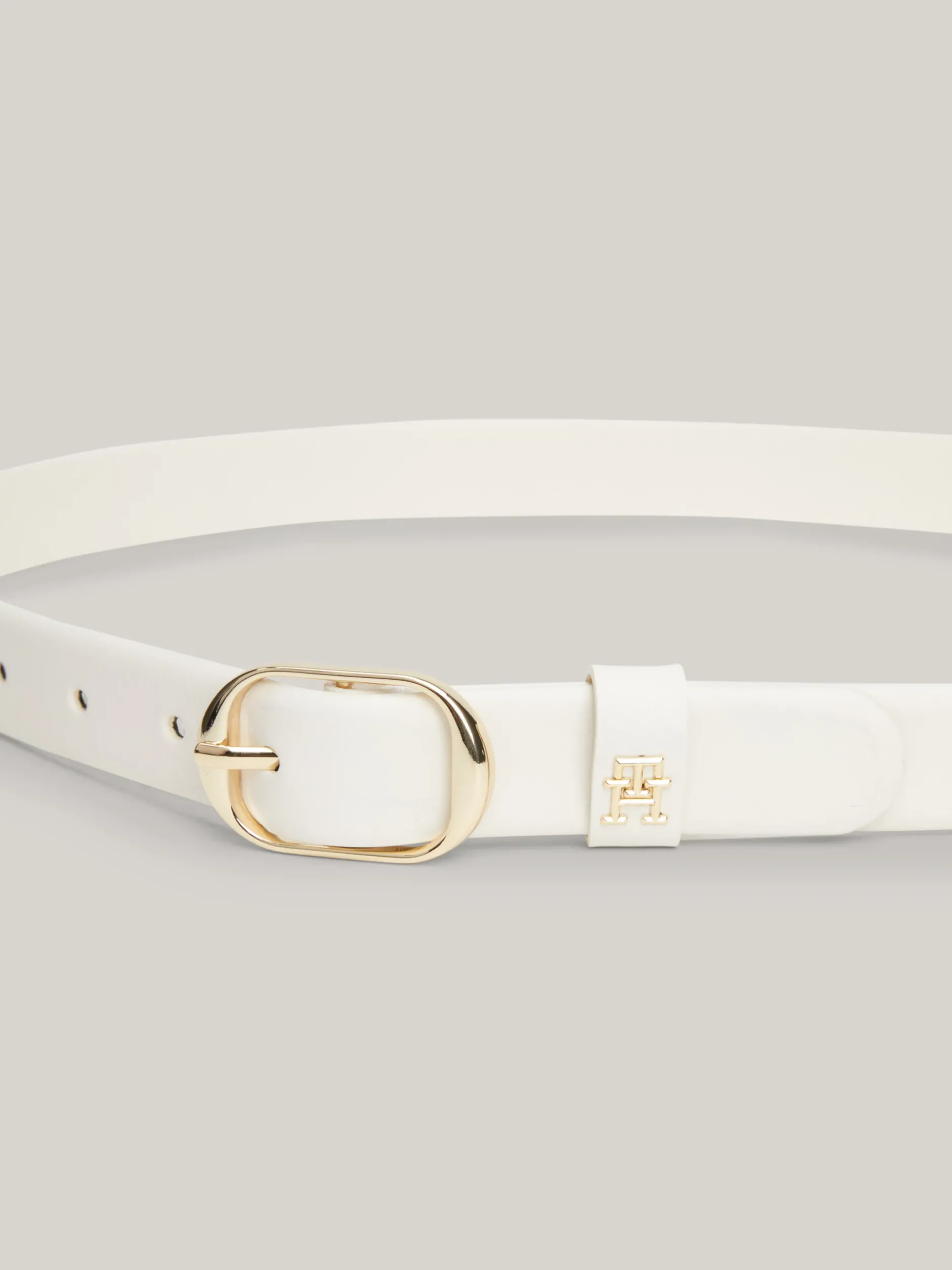Paski*Tommy Hilfiger Skórzany Pasek Casual Z Owalną Sprzączką ANCIENT WHITE
