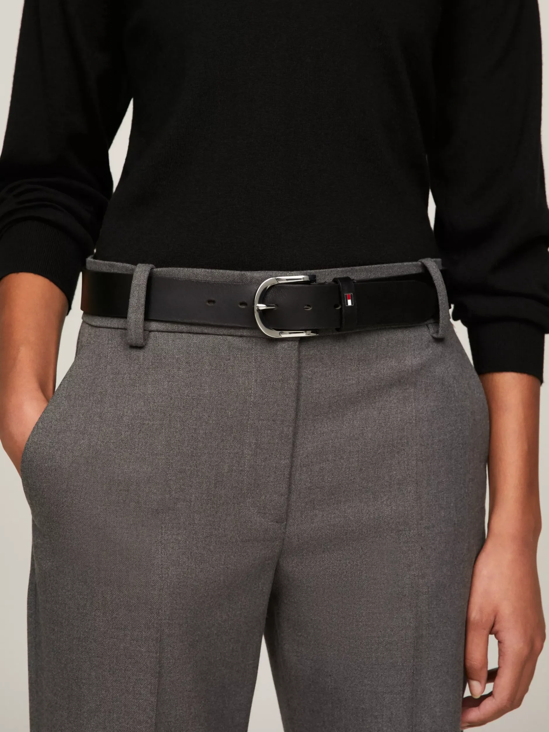 Paski*Tommy Hilfiger Skórzany Pasek Danny MASTERS BLACK