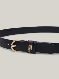 Paski*Tommy Hilfiger Skórzany Pasek Essential Effortless Corporate SPACE BLUE