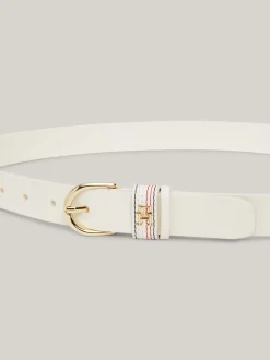 Paski*Tommy Hilfiger Skórzany Pasek Essential Effortless Corporate ANCIENT WHITE