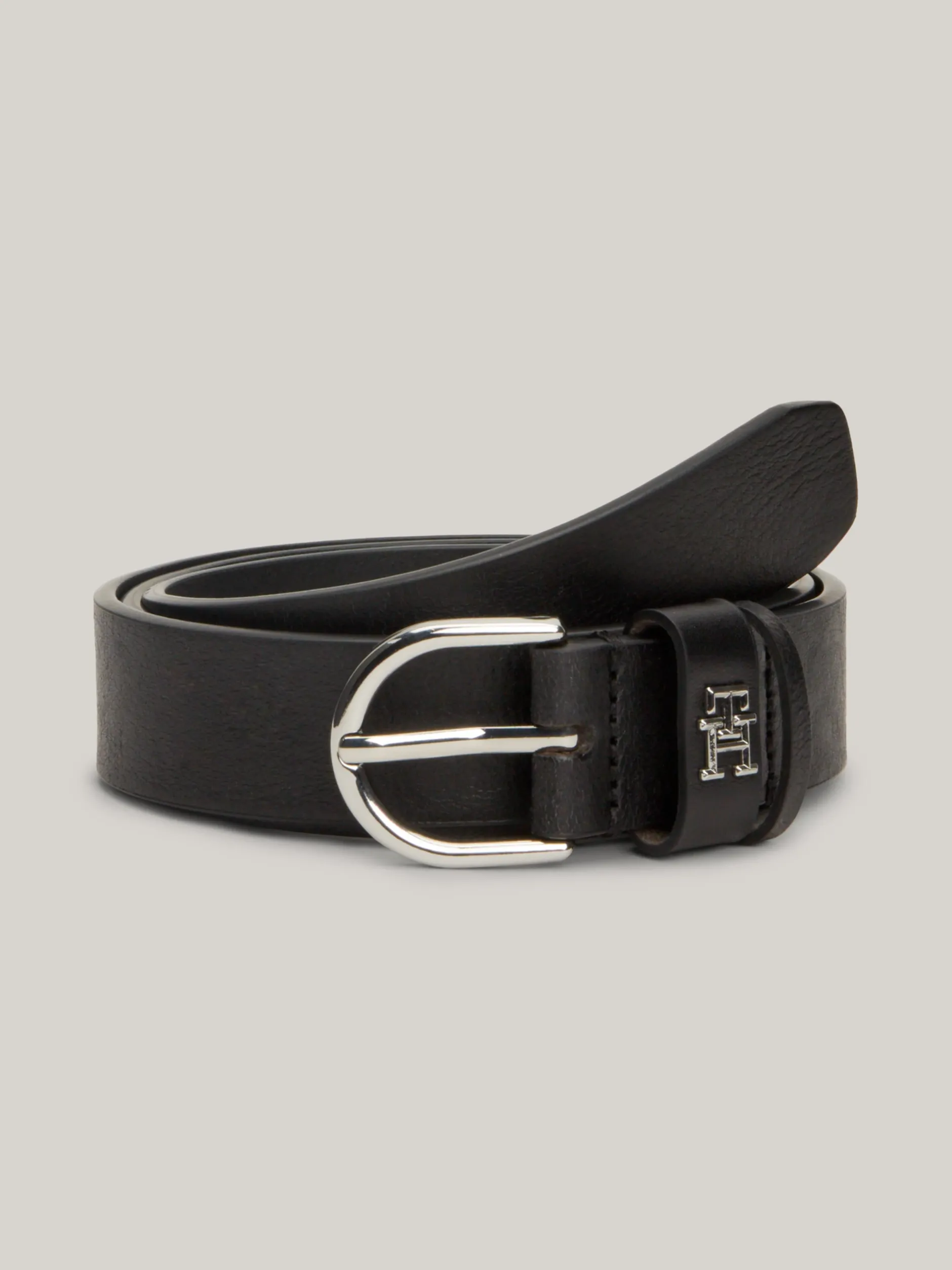 Paski*Tommy Hilfiger Skórzany Pasek Essential Z Monogramem TH BLACK
