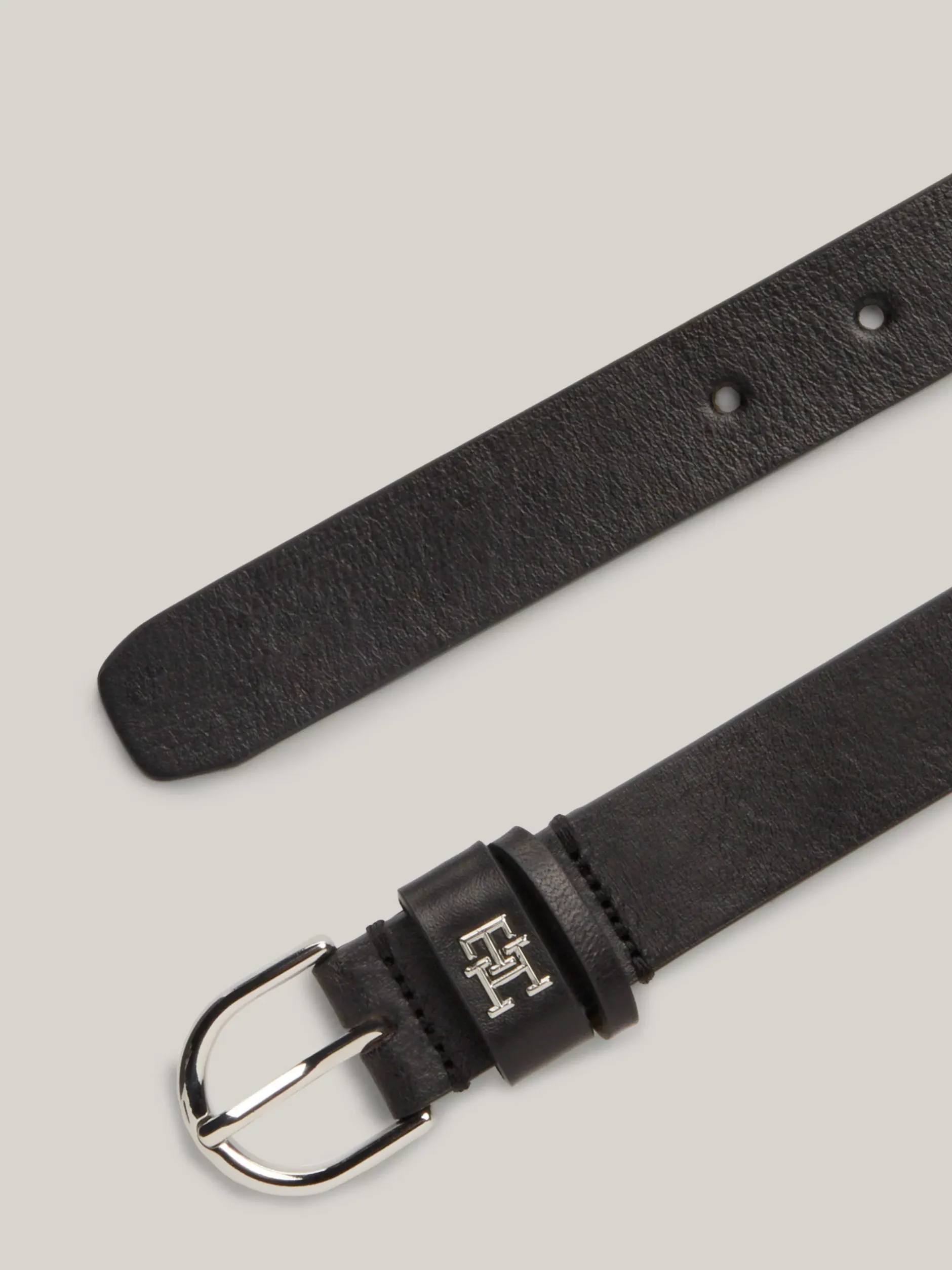 Paski*Tommy Hilfiger Skórzany Pasek Essential Z Monogramem TH BLACK