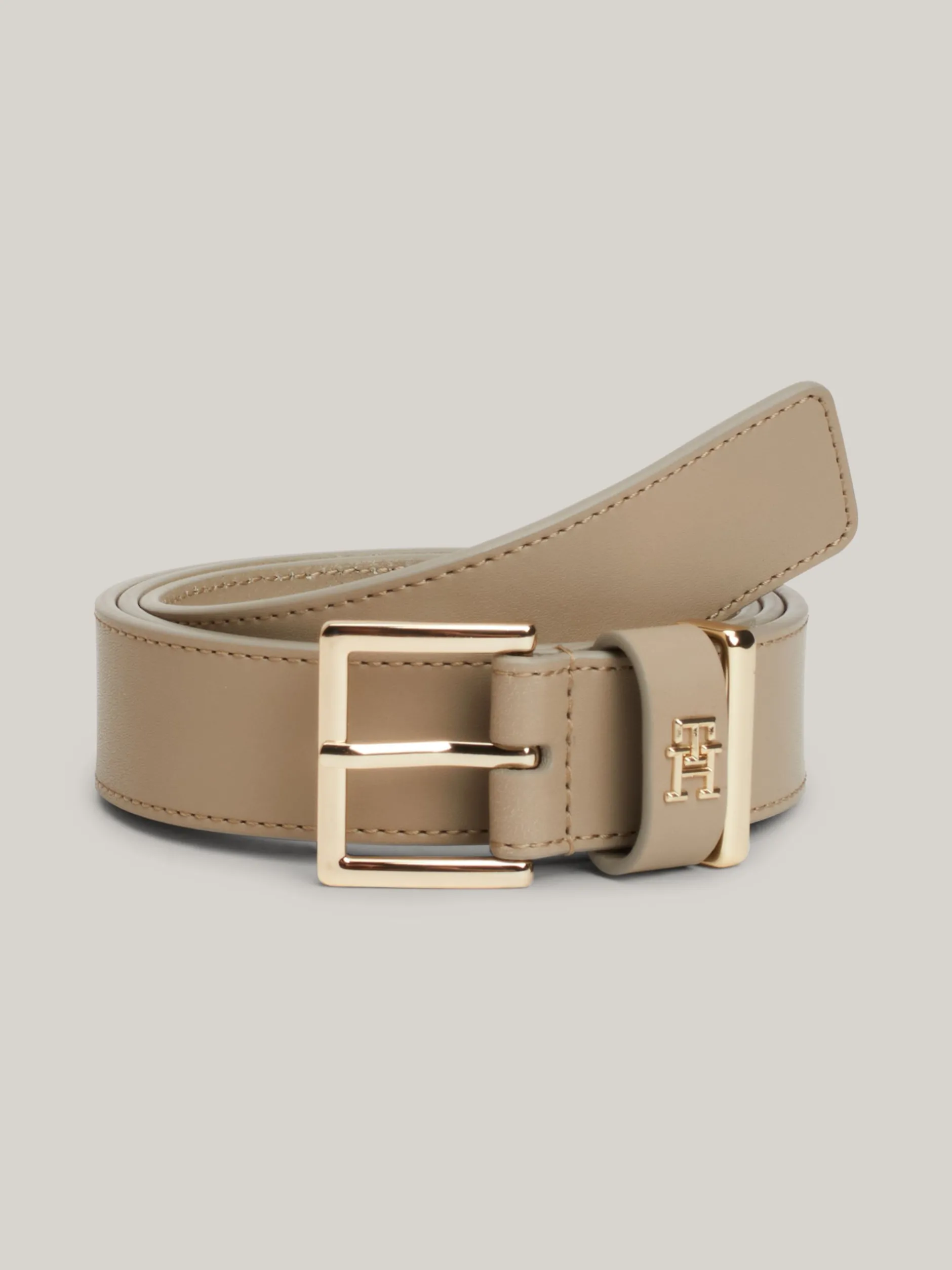 Paski*Tommy Hilfiger Skórzany Pasek Heritage BEIGE