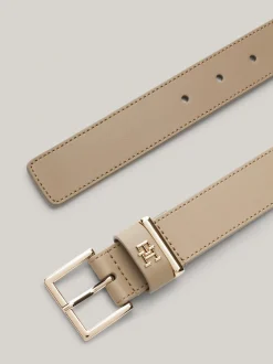 Paski*Tommy Hilfiger Skórzany Pasek Heritage BEIGE