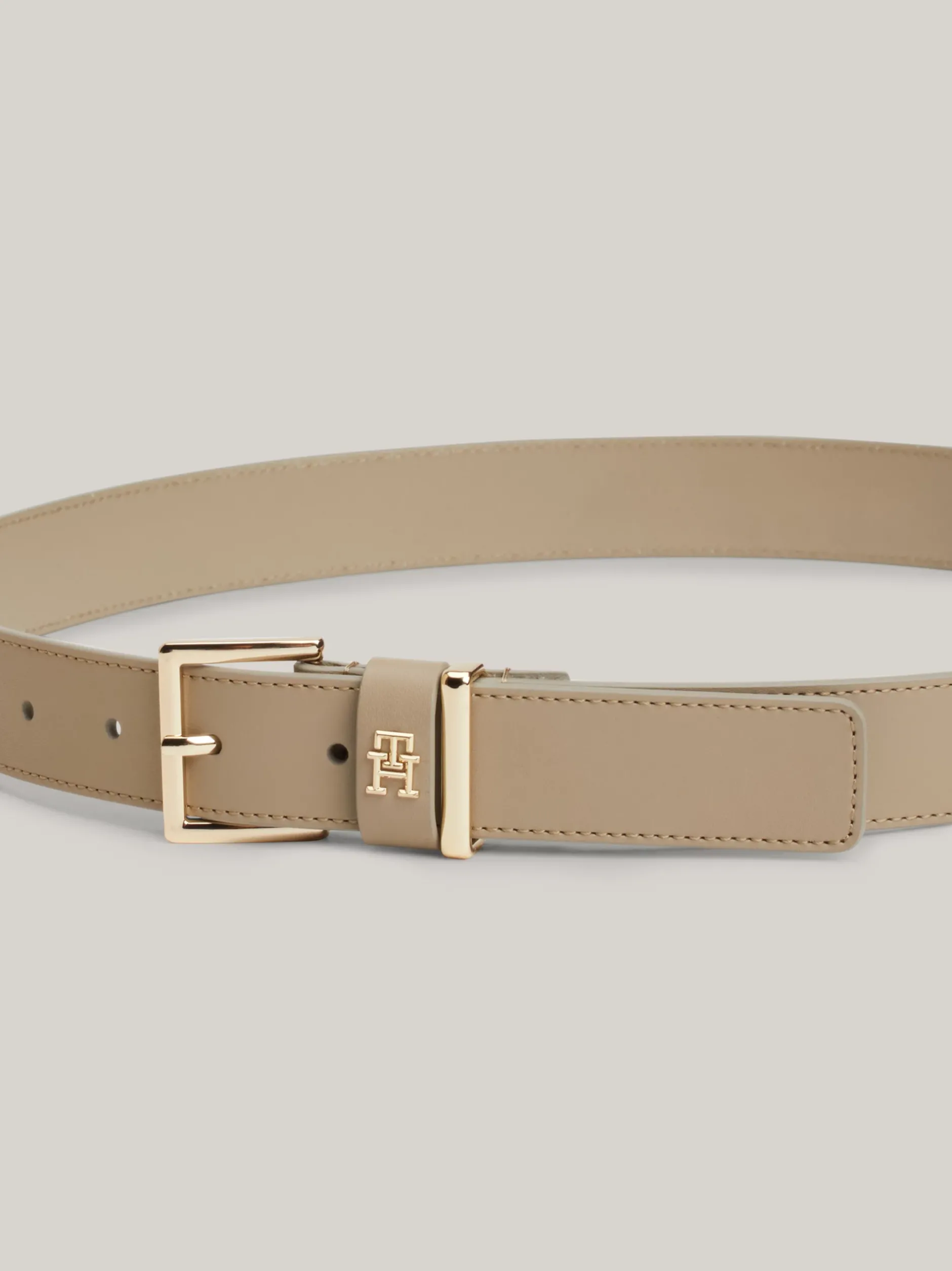 Paski*Tommy Hilfiger Skórzany Pasek Heritage BEIGE