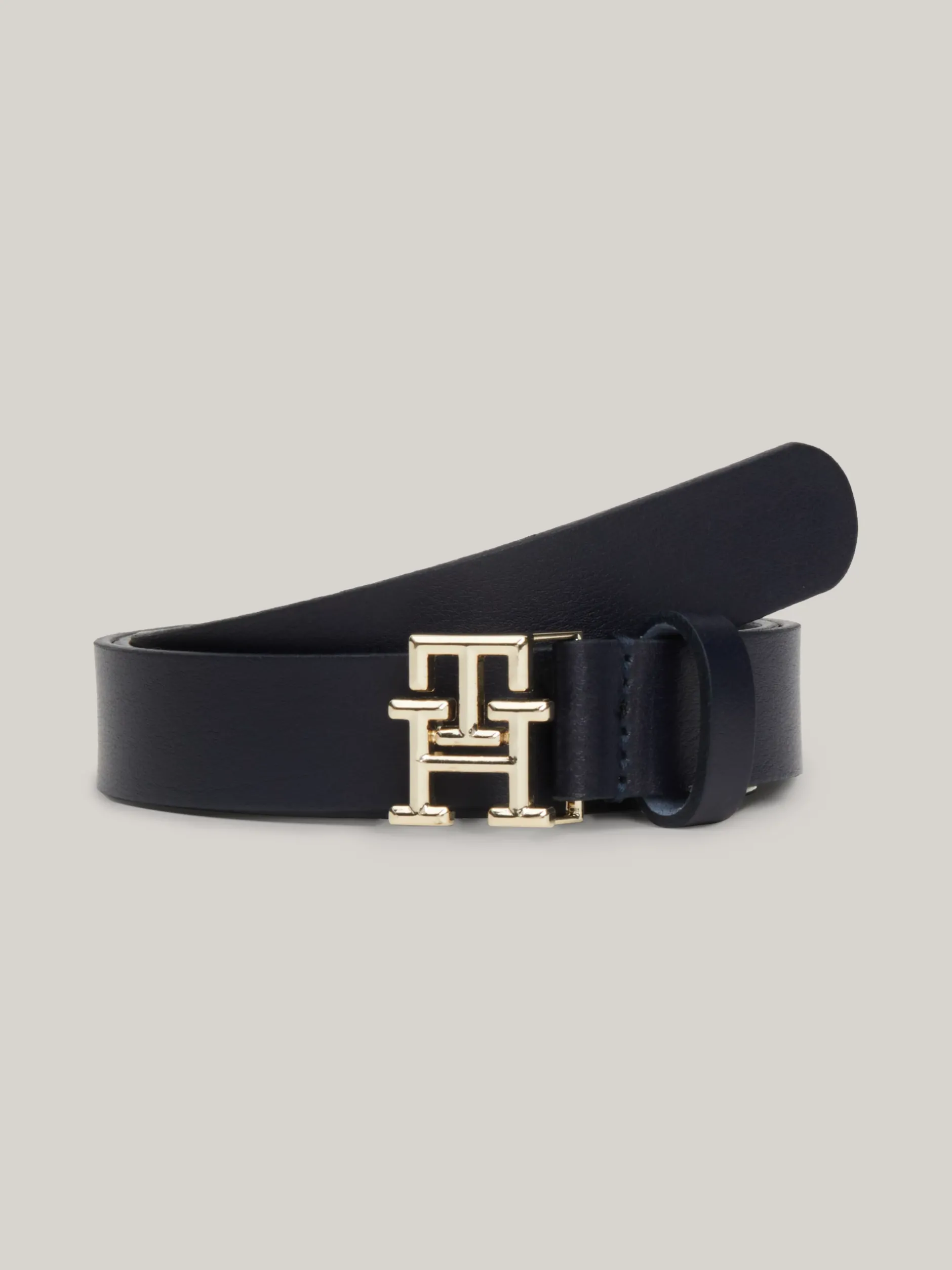 Paski*Tommy Hilfiger Skórzany Pasek TH Emblem Z Plakietką SPACE BLUE