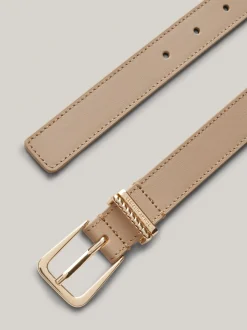 Paski*Tommy Hilfiger Skórzany Pasek Z Dwiema Szlufkami BEIGE