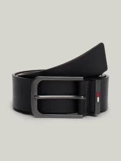 Paski*Tommy Hilfiger Skórzany Pasek Z Emaliowanym Logo BLACK