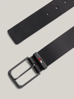 Paski*Tommy Hilfiger Skórzany Pasek Z Emaliowanym Logo BLACK