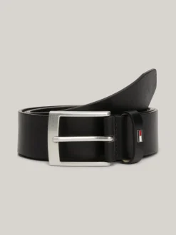 Paski*Tommy Hilfiger Skórzany Pasek Z Kwadratową Sprzączką BLACK
