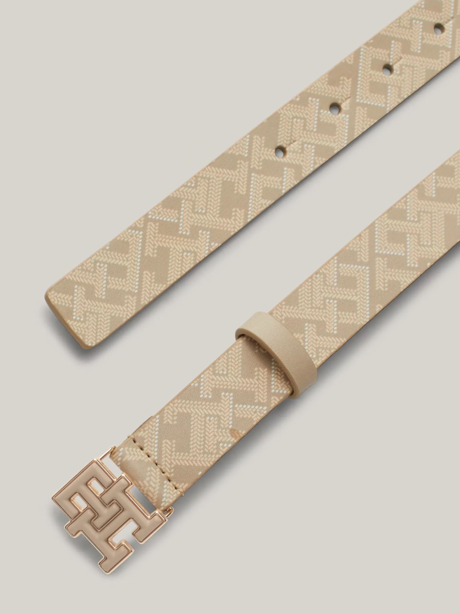 Paski*Tommy Hilfiger Skórzany Pasek Z Logo Hilfiger BEIGE