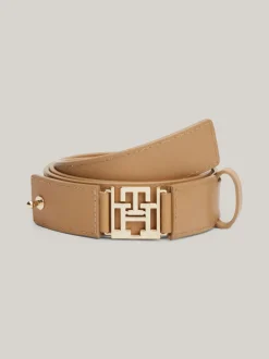 Paski*Tommy Hilfiger Skórzany Pasek Z Monogramem TH CLASSIC KHAKI