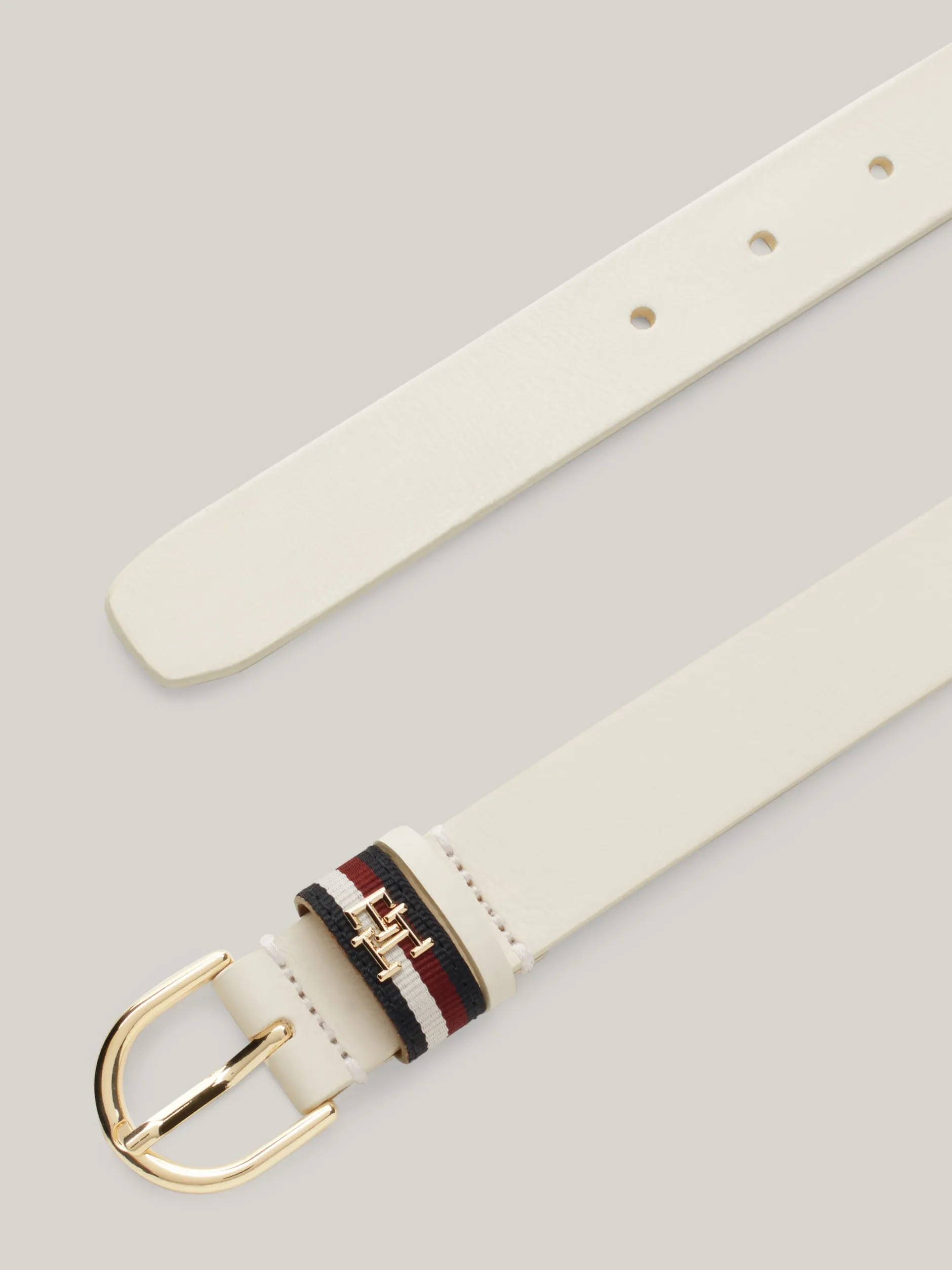 Paski*Tommy Hilfiger Skórzany Pasek Z Okrągłą Sprzączką Essential ANCIENT WHITE
