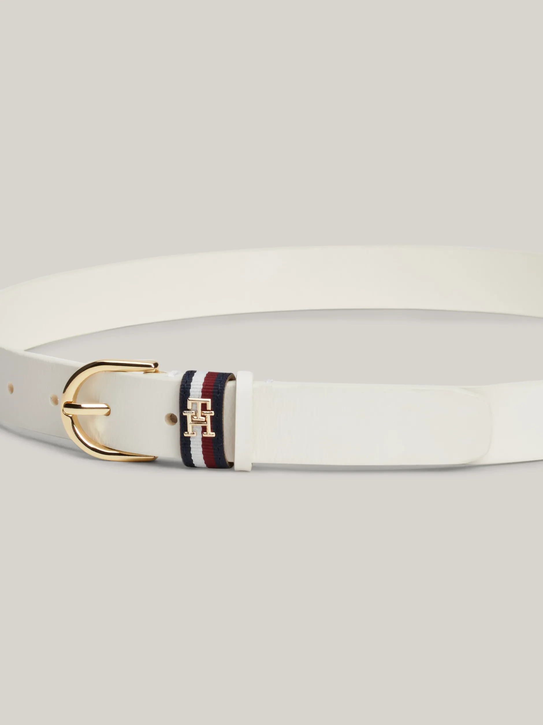 Paski*Tommy Hilfiger Skórzany Pasek Z Okrągłą Sprzączką Essential ANCIENT WHITE