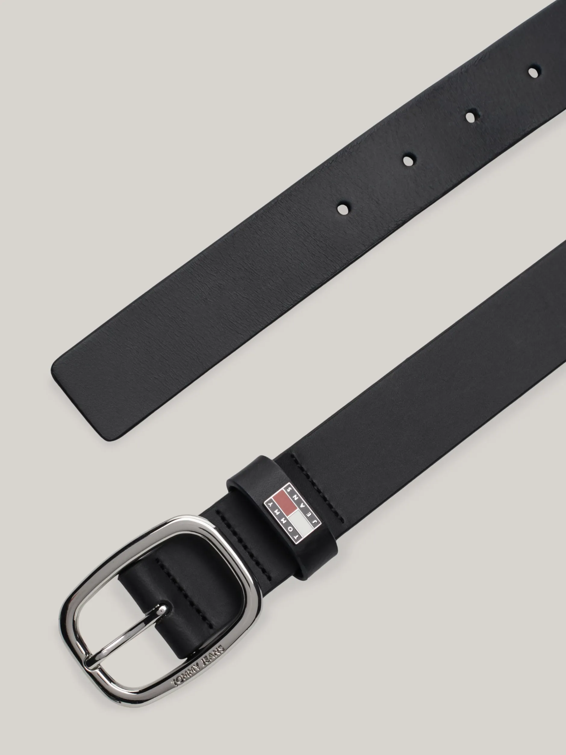 Paski*Tommy Hilfiger Skórzany Pasek Z Owalną Sprzączką BLACK