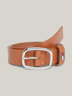 Paski*Tommy Hilfiger Skórzany Pasek Z Owalną Sprzączką COGNAC