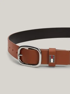 Paski*Tommy Hilfiger Skórzany Pasek Z Owalną Sprzączką COGNAC