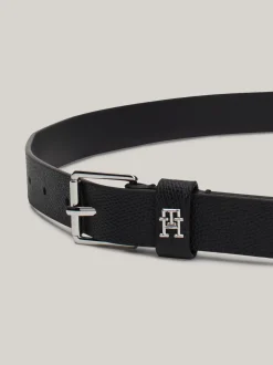 Paski*Tommy Hilfiger Skórzany Pasek Z Rolkową Sprzączką Heritage BLACK