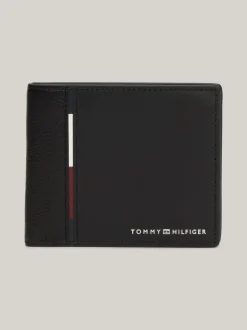 Portfele & Breloczki Do Kluczy*Tommy Hilfiger Skórzany Portfel Casual Na Karty I Bilon BLACK