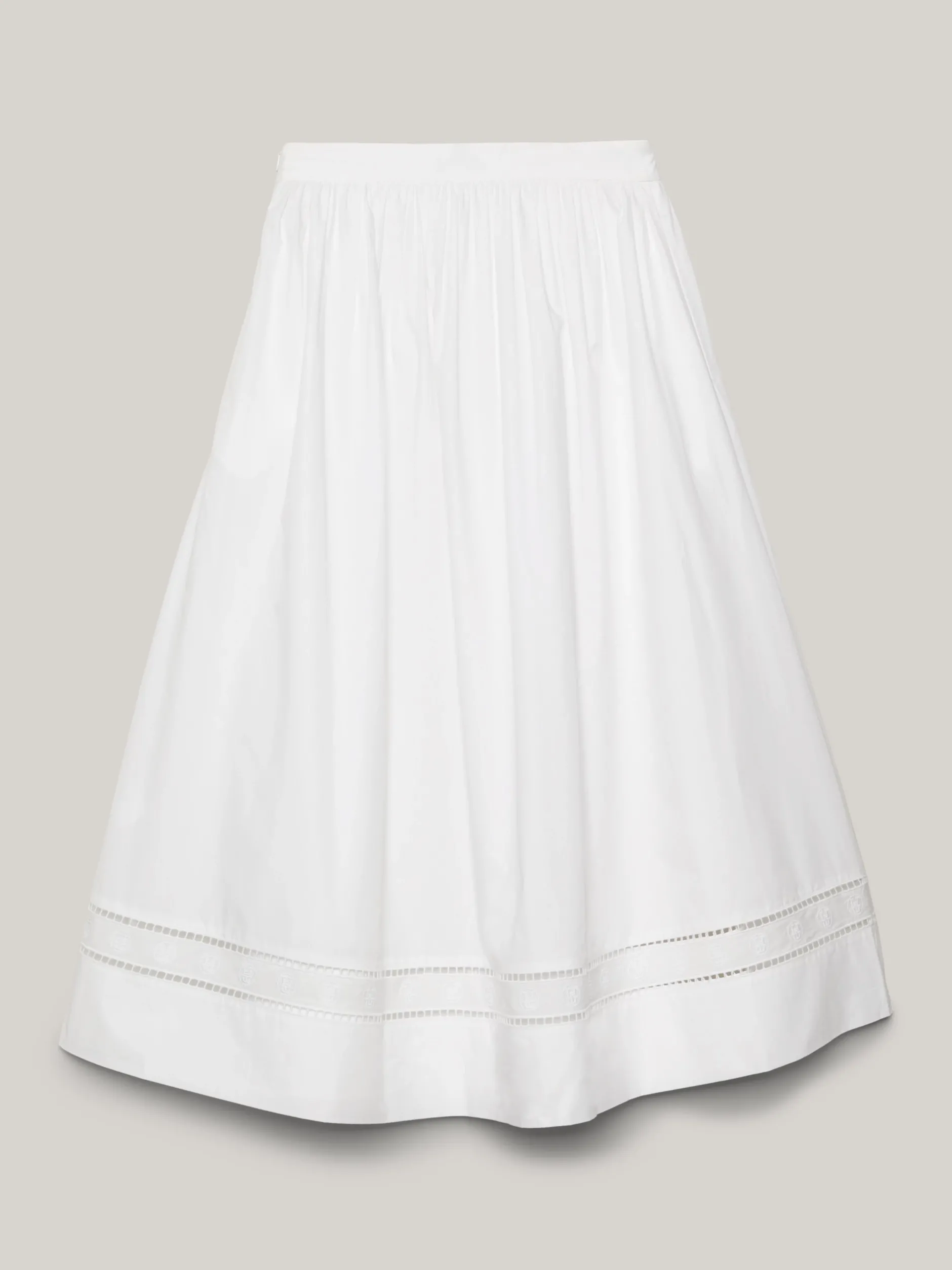 Spódnice*Tommy Hilfiger Spódnica Midi Z Haftem Angielskim I Monogramem TH TH OPTIC WHITE