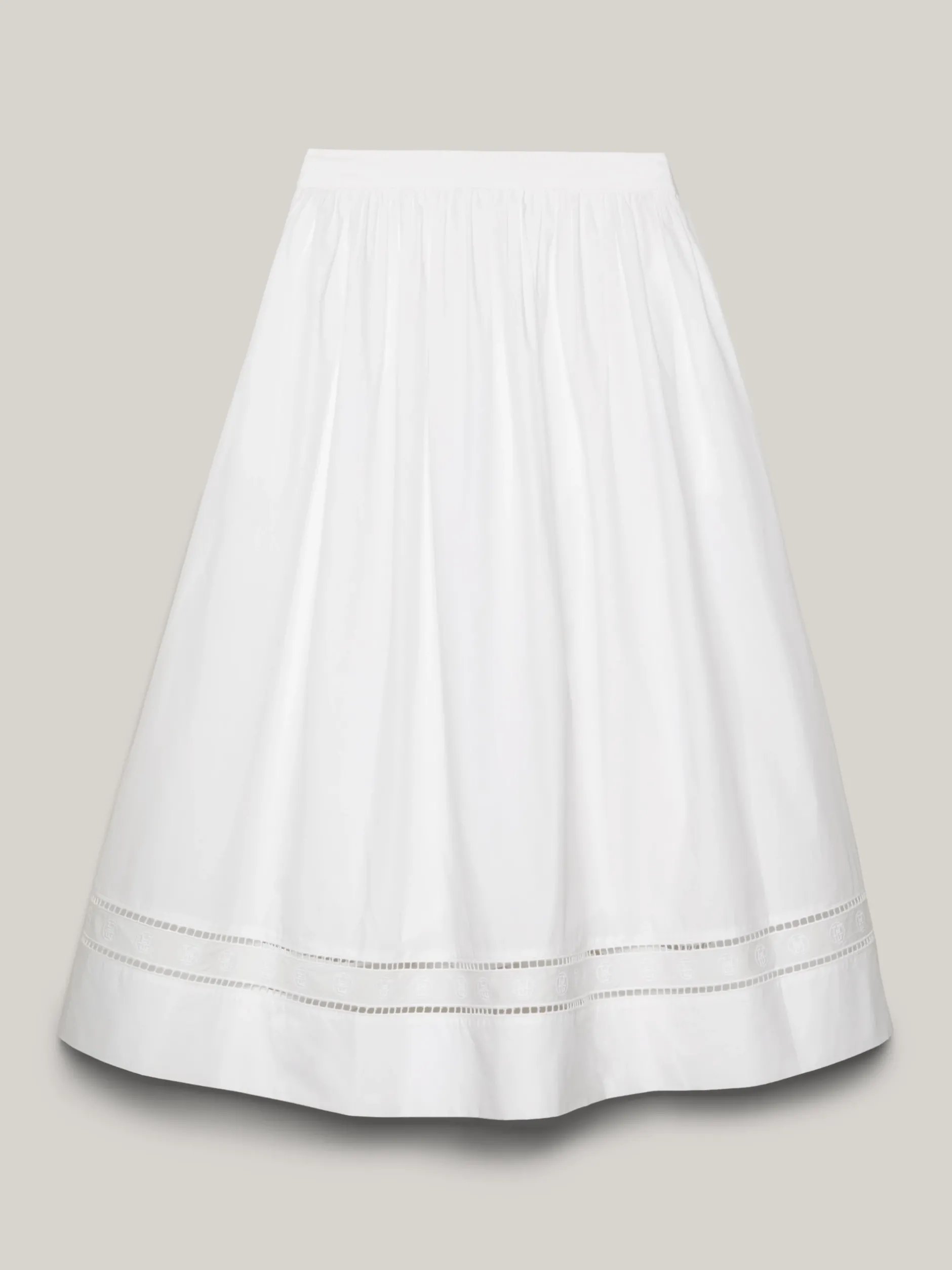 Spódnice*Tommy Hilfiger Spódnica Midi Z Haftem Angielskim I Monogramem TH TH OPTIC WHITE