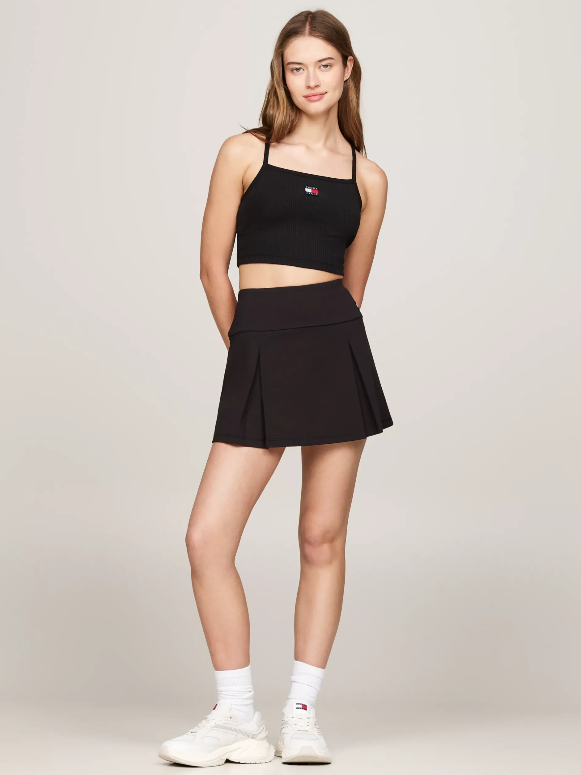 Spódnice*Tommy Hilfiger Spódnica Mini Z Dżerseju Z Plisami BLACK