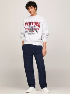 Spodnie*Tommy Hilfiger Spodnie Aidan O Luźnym Prostym Kroju DARK NIGHT NAVY